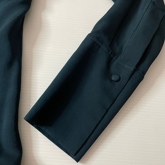 Theory Talbilla Knotted Silk Crepe De Chine Shirt Dress Deep Blue Green Sz 0 - Picture 3 of 11